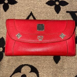 MCM Red Leather Wallet
